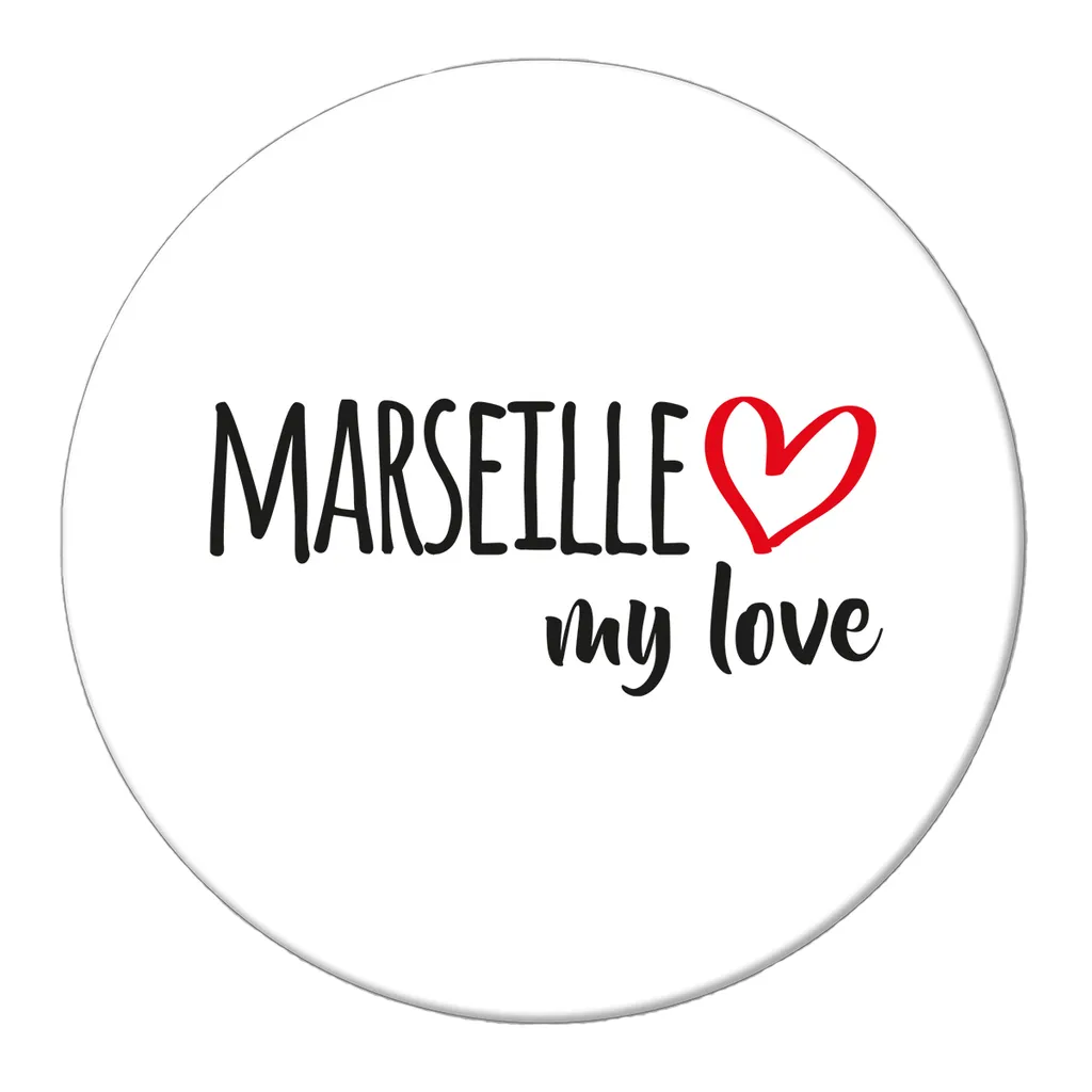 Huuraa Magnet Marseille my love Kühlschrankmagnet Größe 59mm für alle Fans von Marseille Frankreich Geschenk Idee für Freunde und Familie